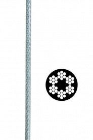 Oceľové lano pozinkované na cievke 6x7+FC, poplastované, DIN 3055 má transparentný (priehľadný) PVC obal, 