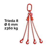 Čtyřpramenný řetězový vazák, oko-4 hák, zkracovač, nosnost 2360/1700 kg, G8-6, Certifikát