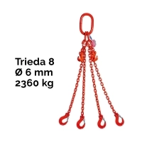 Čtyřpramenný řetězový vazák, oko-4 hák, zkracovač, nosnost 2360/1700 kg, G8-6, Certifikát