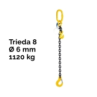 Jednopramenný řetězový vazák, oko-hák, zkracovač, nosnost 1120 kg, G8-6, Certifikát, ČŽ