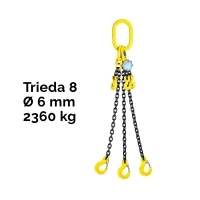 Třípramenný řetězový vazák, oko-3 hák, zkracovač, Nosnost 2360/1700 kg, G8-6, Certifikát, ČŽ